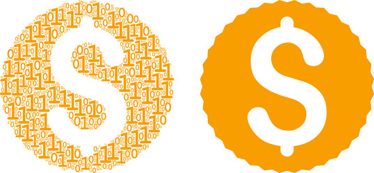 Dollar coin composition of binary digits vector