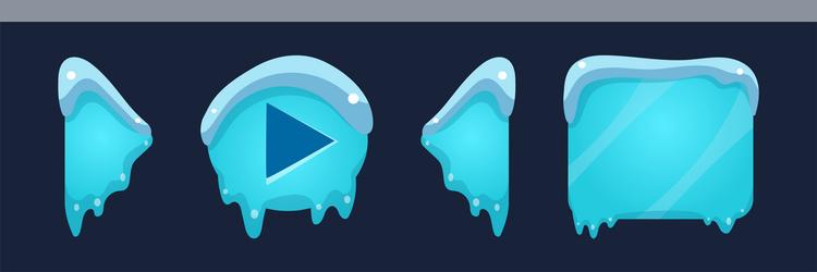 Ice and snow button as winter game user interface vector