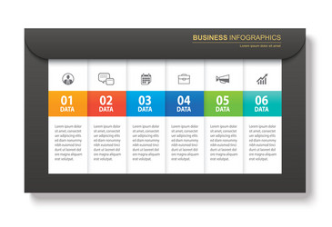 infographics tab in paper index with 6 data vector image