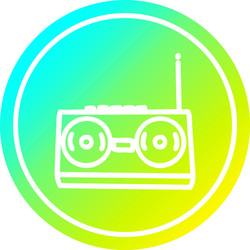 radio cassette player circular in cold gradient vector