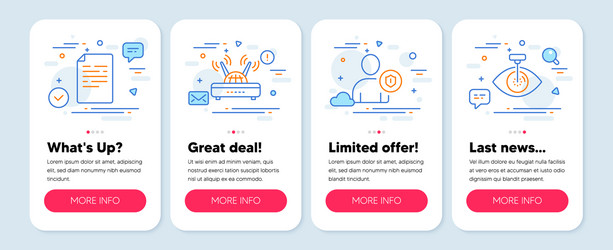 set line icons such as security document vector image