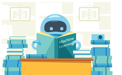 robot or bot reading machine learning exercise vector