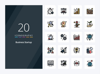 20 business startup line filled icon vector