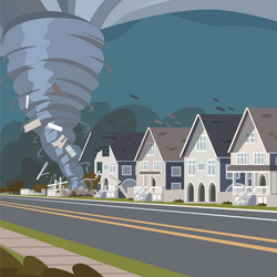 Tornado with lightnings hurricane on road Vector Image