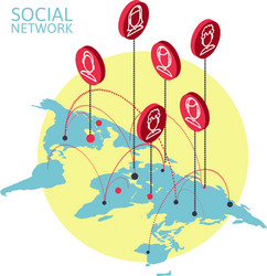 Conceptual image with social networks flat vector
