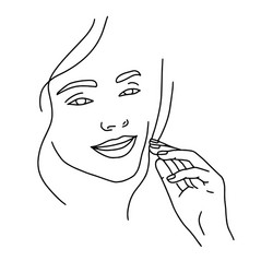 face a beautiful young woman line art 7 Vector Image