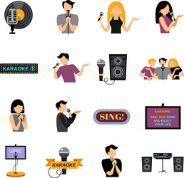 karaoke flat icons set vector