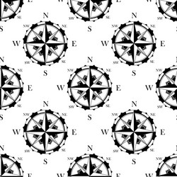 Retro Nautical Compass Seamless Pattern Vector Image