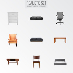 set of design realistic symbols with commode vector image