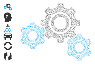 Web network gears icon with simple symbols vector