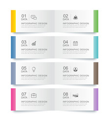 8 data infographics tab paper index template vector image