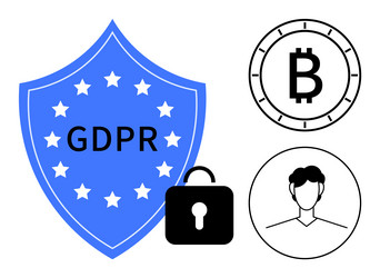 gdpr shield with bitcoin symbol user profile vector image
