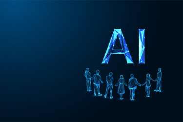 people standing in front of ai symbol artificial vector image