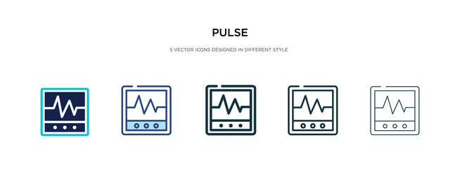 Pulse icon in different style two colored vector