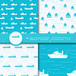 set four seamless patterns with ships vector image