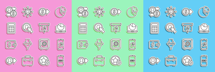 set line mobile phone seo optimization with graph vector image