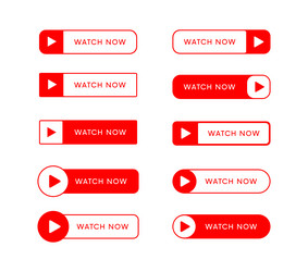 set of watch now buttons play video banners vector