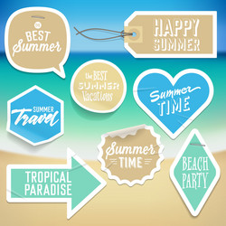 summer holiday vacation stickers and labels vector