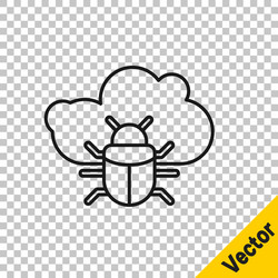 black line system bug on a cloud icon isolated vector image