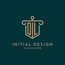 Dl monogram initial logo design with shield vector