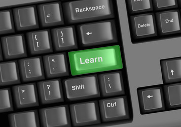 Keyboard with Green Learn Button vector image