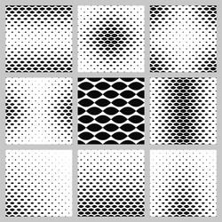 Monochrome curved shape pattern background set vector