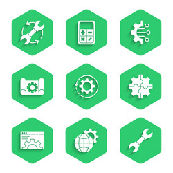set gear and arrows as workflow globe vector image