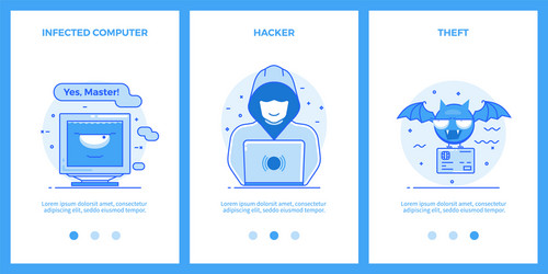 thin line icons - infected computer hacker cyber vector image