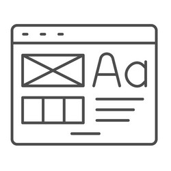Window with ready made layout of the site thin vector
