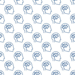 Head with digital brain line seamless pattern vector