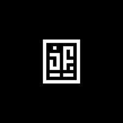 jf initial logo with square rectangular shape vector image