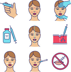 Neurotoxin injection color icons set vector