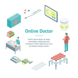 Online medical consultation concept banner card vector