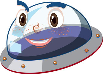 ufo with happy face expression on white background vector image