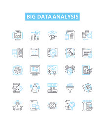 big data analysis line icons set analytics vector image
