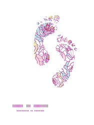 Colorful line art flowers footprints vector