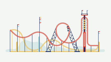 Amusement park scene with roller coaster Vector Image