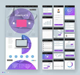 website template design with interface elements vector