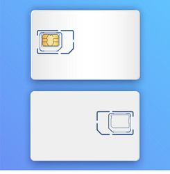 Blank realistic sim card back and front view vector