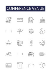 conference venue line icons and signs vector