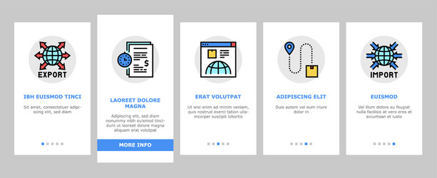 export import logistic onboarding icons set vector image