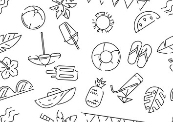 pattern with summer items stylized beach objects vector image