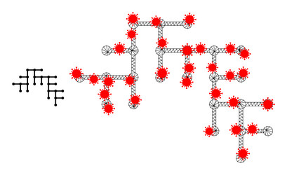 Polygonal carcass binary circuit icon vector