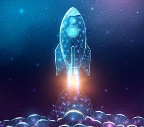 Rocket launch wireframe polygonal style internet vector