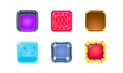 Set colorful game buttons gaming interface vector