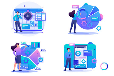 Set flat 2d concepts financial analysis data vector