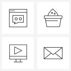 Ui set 4 basic line icons browser indian vector
