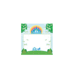 Beautiful fairytale castle frame vector