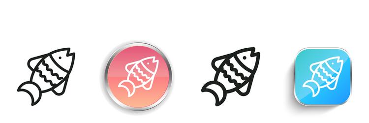 fish icon thin linear regular and button style vector image