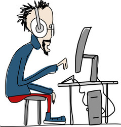 programmer at work sketch for your design vector image